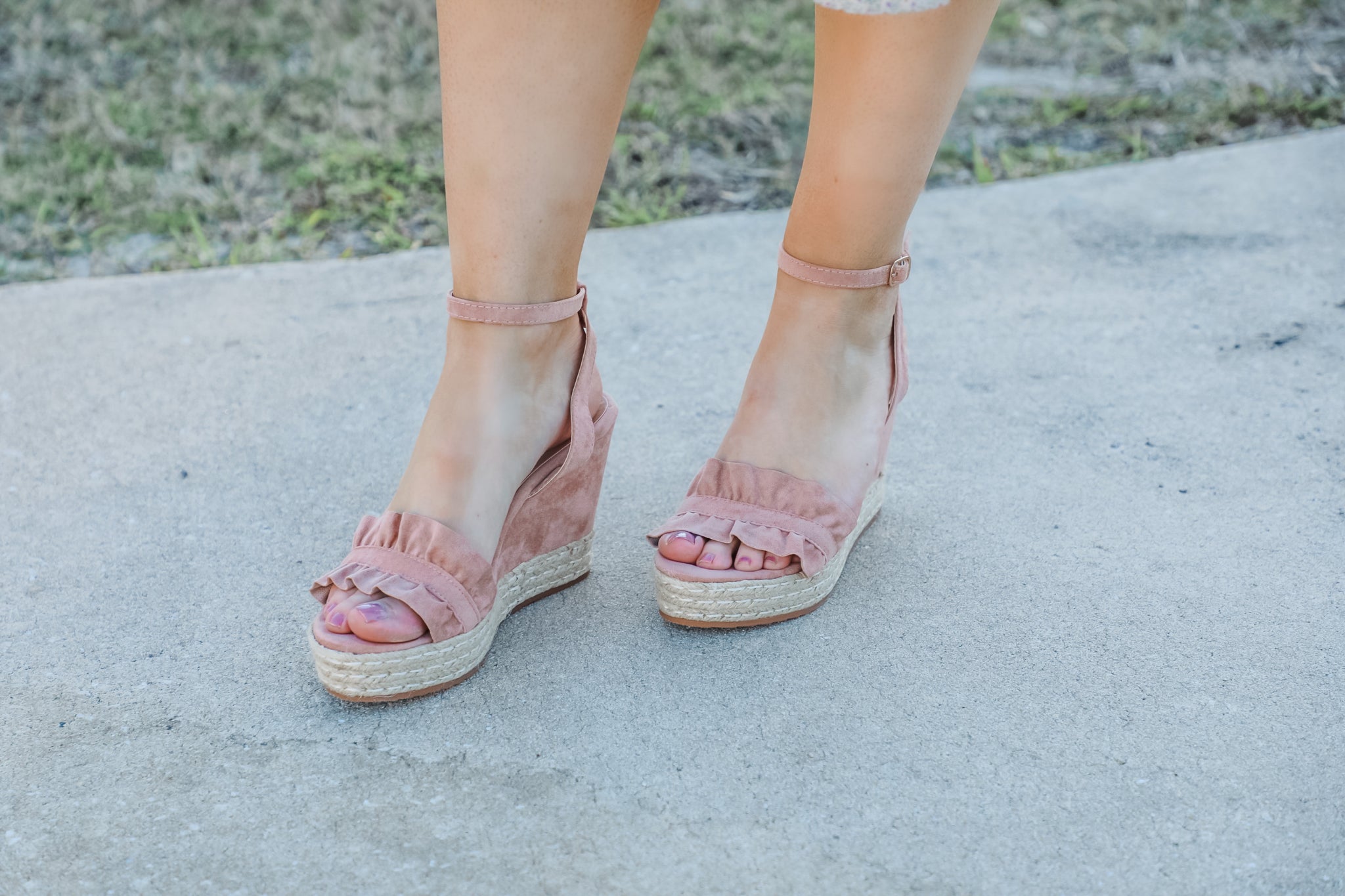 Tinsley Blush Ruffle Wedges Magnolia Lane Boutique